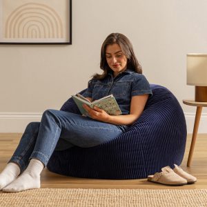 Kingston Cord Classic Bean Bag - Navy Blue