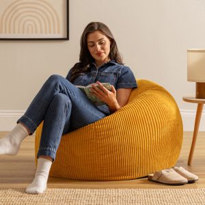 Kingston Cord Classic Bean Bag - Ochre Yellow