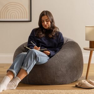 Kingston Cord Classic Bean Bag - Charcoal Grey