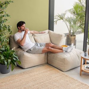 Noa Modular Outdoor Woven Bean Bag Sofa - Natural