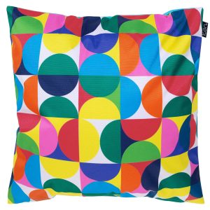Circle Geometric Print Indoor-Outdoor Cushion - Multicolour