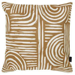 Graphic Curved Lines Indoor-Outdoor Cushion - Brown