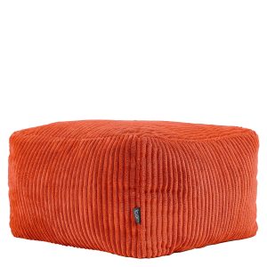 Amara Corduroy Square Footstool - Terracotta