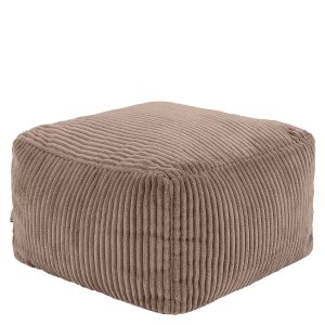 Amara Corduroy Square Footstool - Mocha Brown