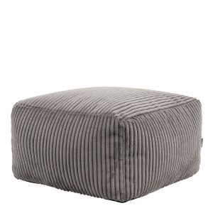 Amara Corduroy Square Footstool - Charcoal Grey