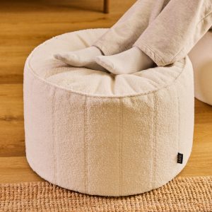 Milano Bouclé Round Footstool - Ivory