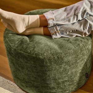 Milano Chenille Round Footstool - Olive Green