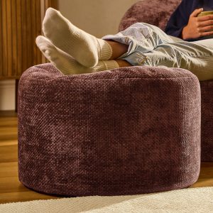 Milano Chenille Round Footstool - Mulberry