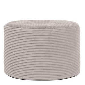 Milano Corduroy Round Pouffe Footstool - Grey
