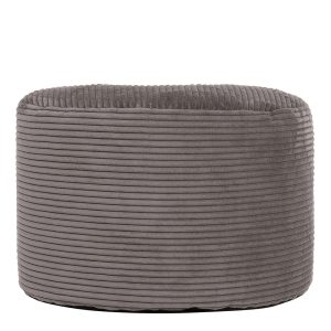 Milano Corduroy Round Pouffe Footstool - Charcoal Grey