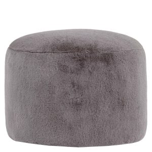 Milano Luxe Faux Fur Round Footstool - Grey