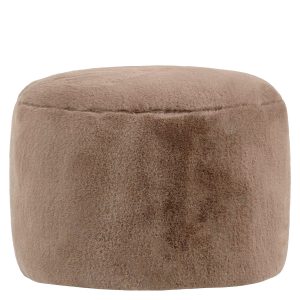 Milano Luxe Faux Fur Round Footstool - Mocha Brown