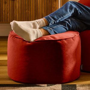 Milano Velvet Round Footstool - Spicy Terracotta
