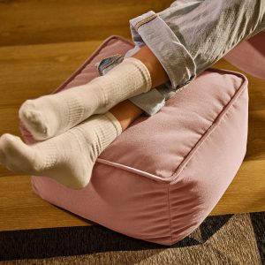 Amara Velvet Square Footstool - Dawn Pink