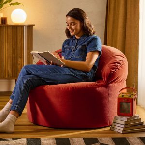 Orb Velvet Accent Chair Bean Bag - Spicy Terracotta