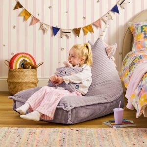 Kids Luna Unicorn Cord Lounger and Cushion - Lavender