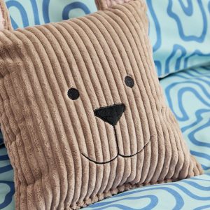 Kids Bertie Bear Cord Cushion - Mocha