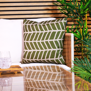 Abstract Print Indoor-Outdoor Cushion - Khaki Green