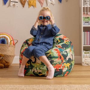 Kids Dinosaur Print Classic Bean Bag - Green