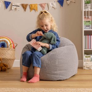 Kids Kingston Corduroy Classic Bean Bag - Grey