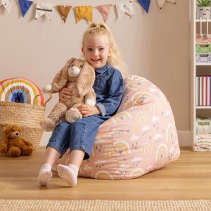 Kids Rainbow Print Classic Bean Bag - Pink