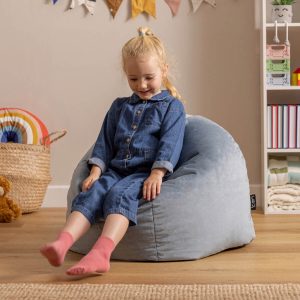 Kids Kingston Velvet Classic Bean Bag - Light Blue