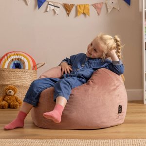 Kids Kingston Velvet Classic Bean Bag - Pink