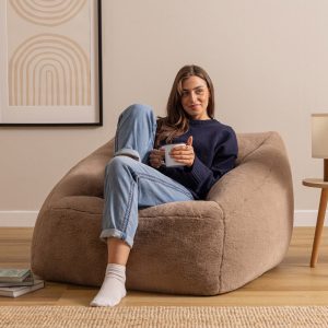 Natalia Faux Luxe Fur Armchair Bean Bag - Mocha Brown