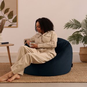 Kingston Velvet Classic Bean Bag - Midnight Blue
