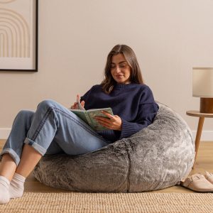 Faux Fur Bean Bag - Arctic Wolf