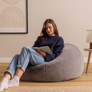Kingston Faux Luxe Fur Classic Bean Bag - Grey