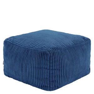 Amara Corduroy Square Footstool - Denim Blue
