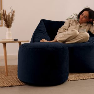Milano Velvet Pouffe Footstool - Midnight Blue