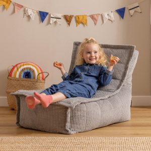 Kids Dolce Corduroy Lounger Bean Bag - Grey