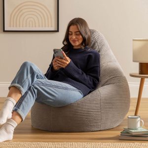 Dalton Cord High Back Bean Bag Recliner - Grey