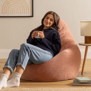 Dalton Cord High Back Bean Bag Recliner - Dawn Pink