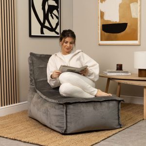 Dolce Velvet Lounger Bean Bag - Charcoal Grey
