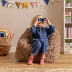 Kids Natalia Teddy Fleece Armchair Bean Bag - Mocha Brown