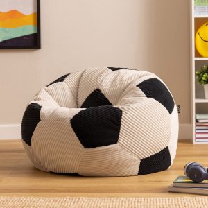 Kids XL Football Print Corduroy Classic Bean Bag - Black