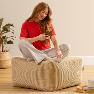Noa Modular Bean Bag Footstool - Jumbo Cord - Stone