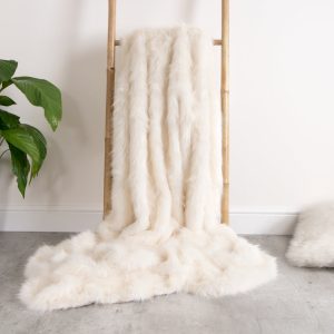 Sabrina Spikey Faux Fur Throw - Beige